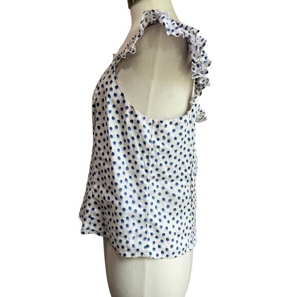 H&M Linen Blend Polka Dot White Blouse Size L - Picture 4 of 10